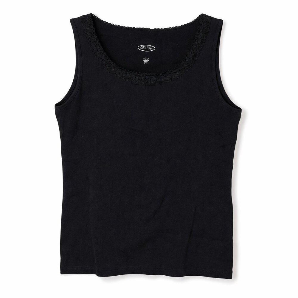NOTHERN REFLECTIONS Black Ribbed Lace trimmed  tank top - L
